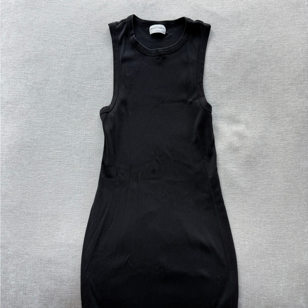 Denim Forum Black Sleeveless Ribbed Mini Dress